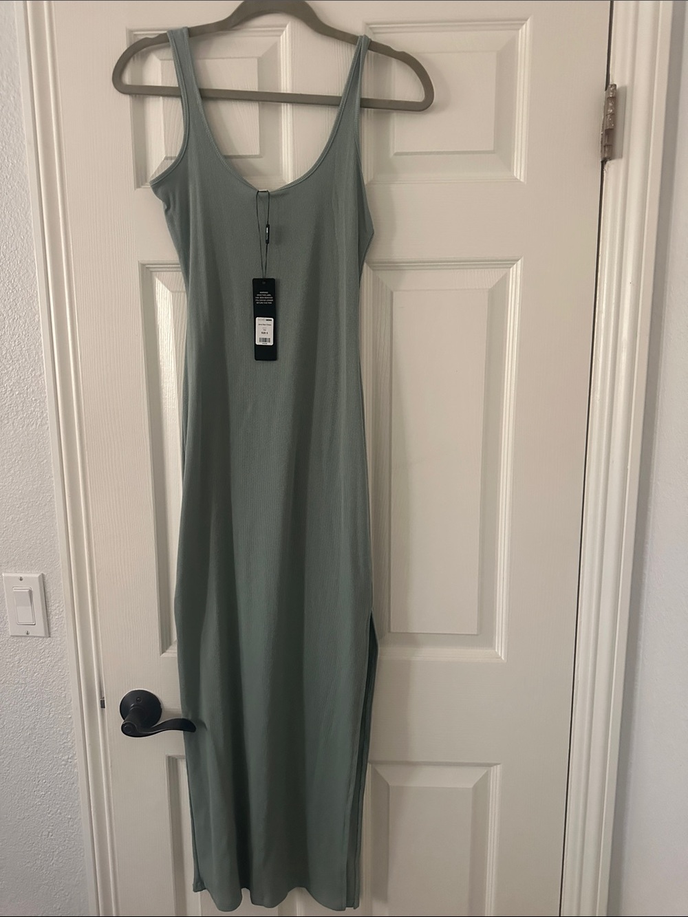 Fashion Nova Sage Green Scoop Neck Sleeveless Maxi Dress
